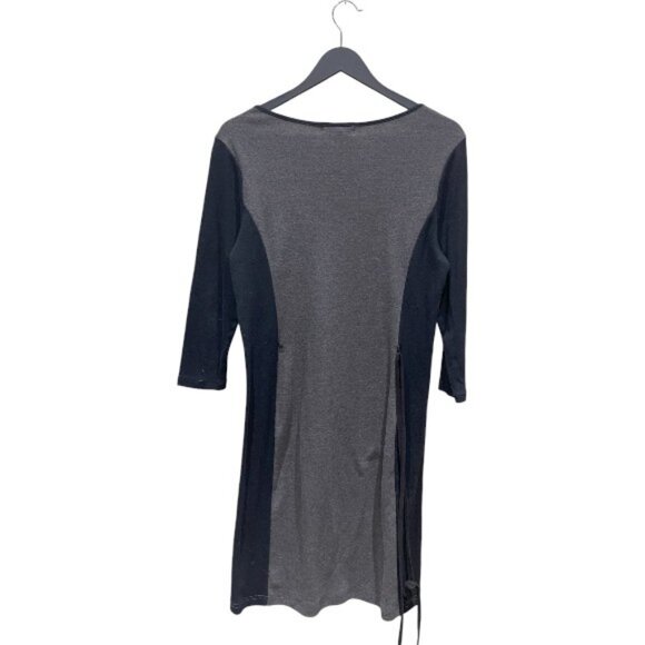 Lauren Ralph Lauren grey with black long sleeve midi dress size M - Picture 4 of 6